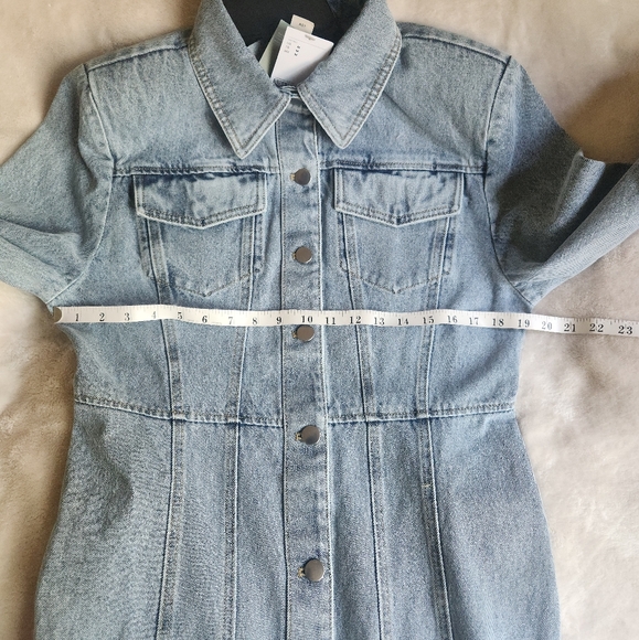 H&M denim maxi dress front buttons denim blue washed sz M BNWT - Picture 7 of 13